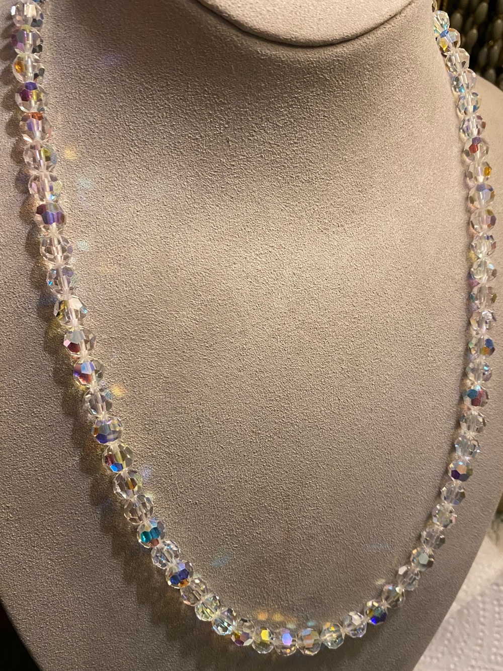 Crystal Aurora Borealis Bead Necklace - Clear
